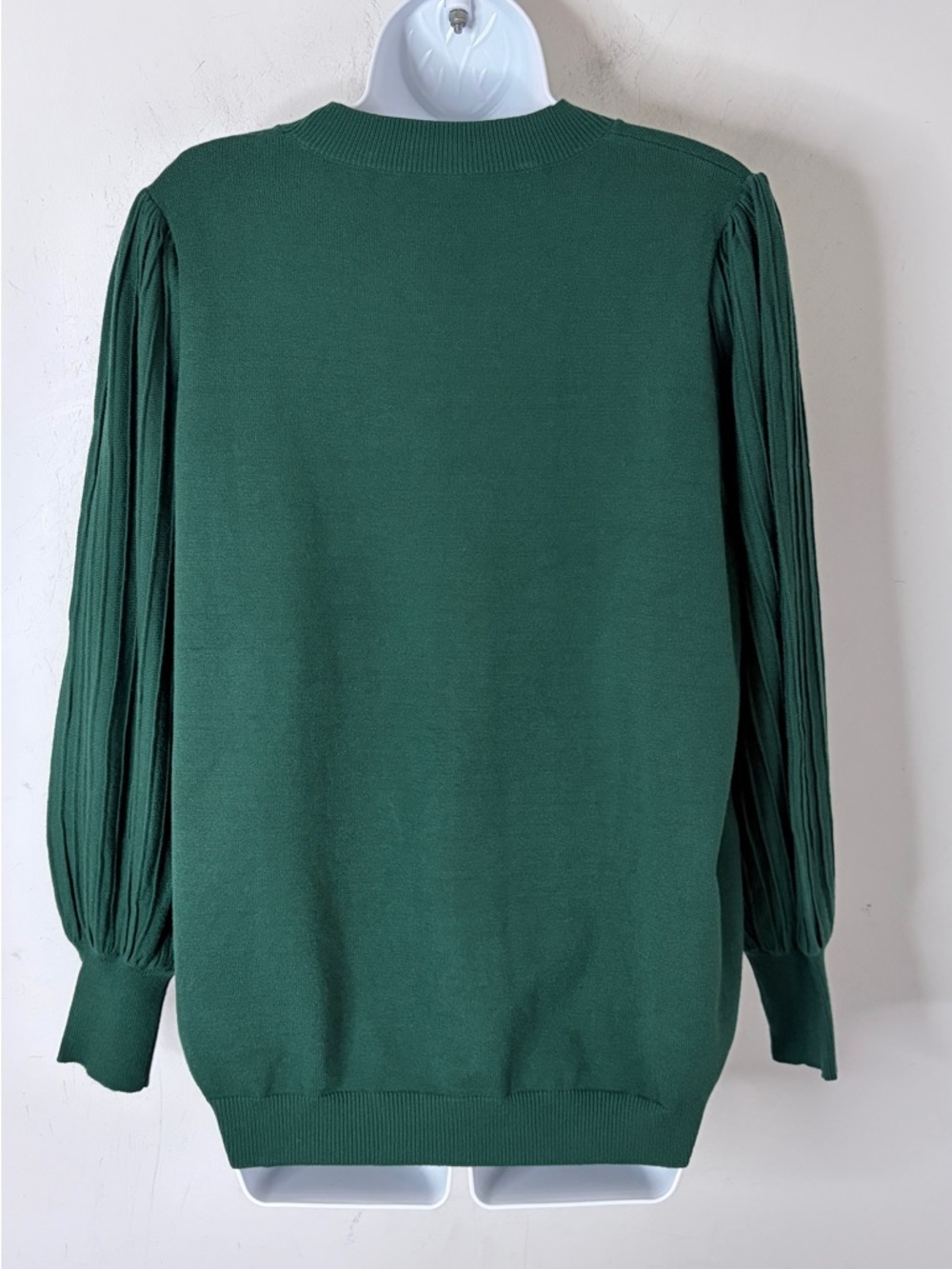 Amazon Women’s Sweater XL Forest Green Crew Neck Pullover Lantern Long Sleeve - Picture 5 of 7